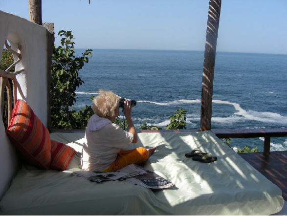 Primary outdoor activity at Little Big Sur is laying on the outside bed and watching the whales. We spotted whales every day, with the record being a gaggle of more than 30+ swimming by.